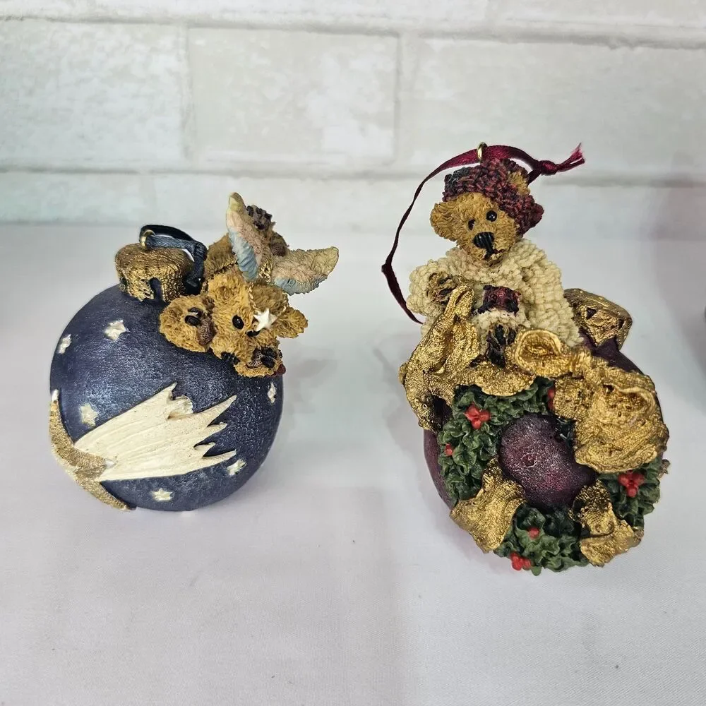 Boyds Bears Bearstone Christmas Ornaments 1996 #25700 #25702 Retired Lot 2 Box